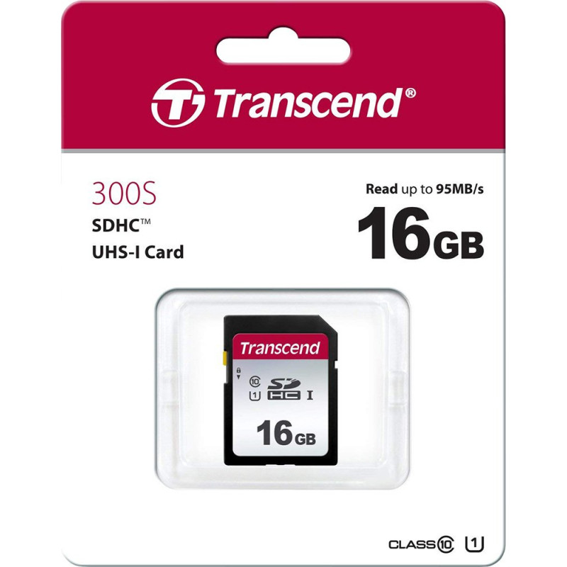 Карта пам'яті Transcend 16GB SDHC class 10 UHS-I U1 (TS16GSDC300S)