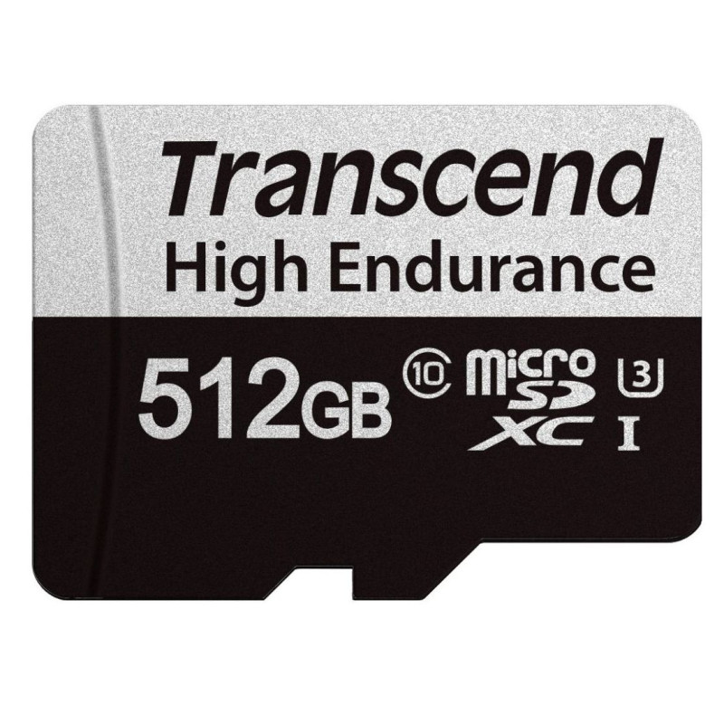 Карта пам'яті Transcend 512GB microSD w/adapter U1, High Endurance (170TB) (TS512GUSD350V)