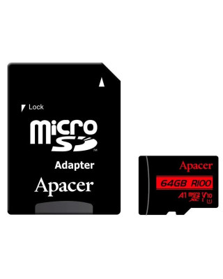 Карта пам'яті Apacer MicroSDHC 64GB UHS-I Class 10 + SD adapter (AP64GMCSX10UB-R)