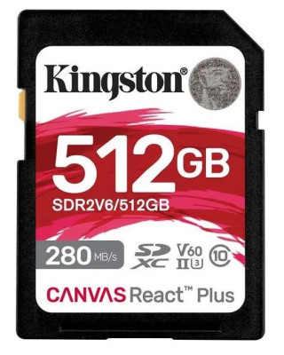 Карта пам'яті Kingston SDXC 512GB Canvas React Plus Class 10 UHS-II U3 V60 (SDR2V6/512GB)