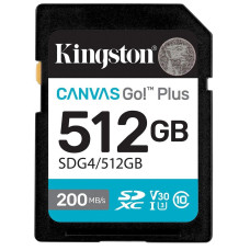 Карта пам'яті Kingston SDXC 512GB Canvas Go! Plus G4 Class 10 UHS-I U3 V30 (SDG4/512GB)