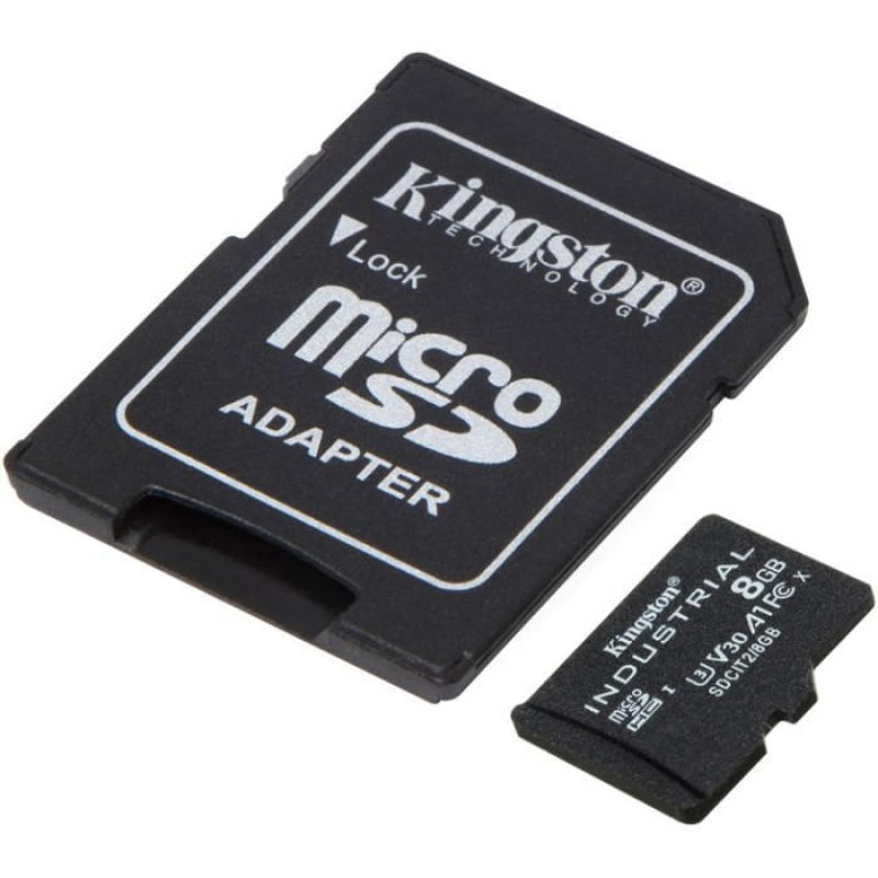 Карта пам'яті Kingston Industrial microSDHC 8GB UHS-I U3 V30 + SD-адаптер (SDCIT2/8GB)