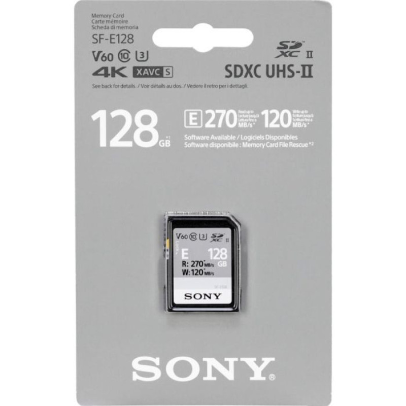 Карта пам'яті Sony SDXC 128GB C10 UHS-II U3 V60 (SFE128A.ET4)
