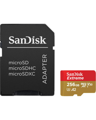 Карта пам'яті SanDisk microSD 256GB C10 UHS-I U3 R190/W130MB/s Extreme V30 + SD (SDSQXAV-256G-GN6MA)