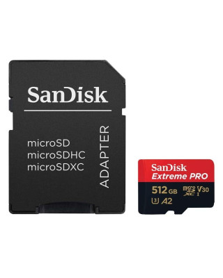 Карта пам'яті SanDisk microSD 512GB C10 UHS-I U3 R200/W140MB/s Extreme Pro V30 + SD (SDSQXCD-512G-GN6MA)