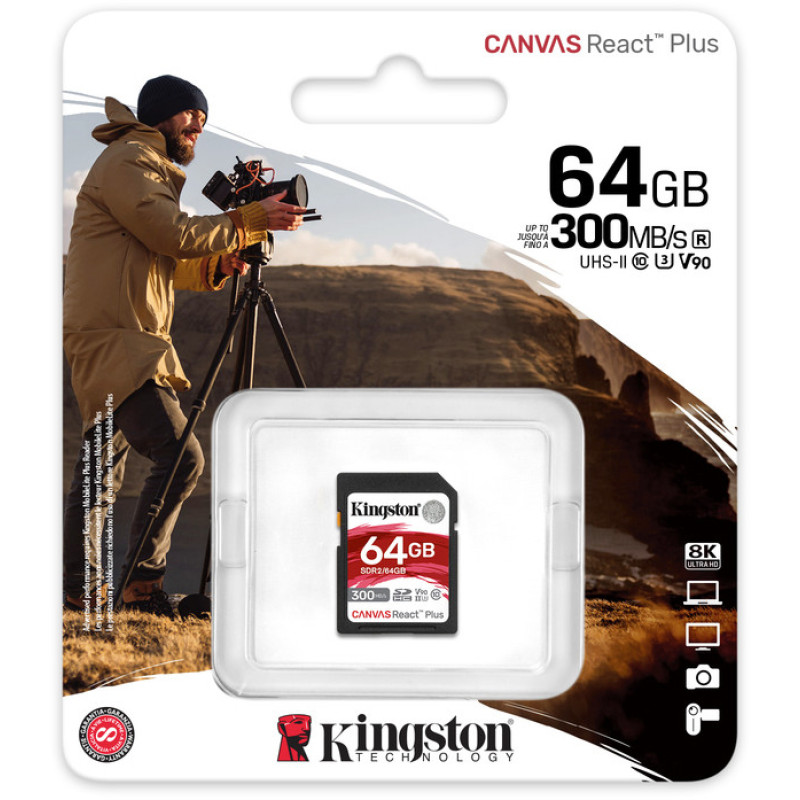 Карта пам'яті Kingston 64 GB SDXC Class 10 UHS-II U3 Canvas React Plus (SDR2/64GB)