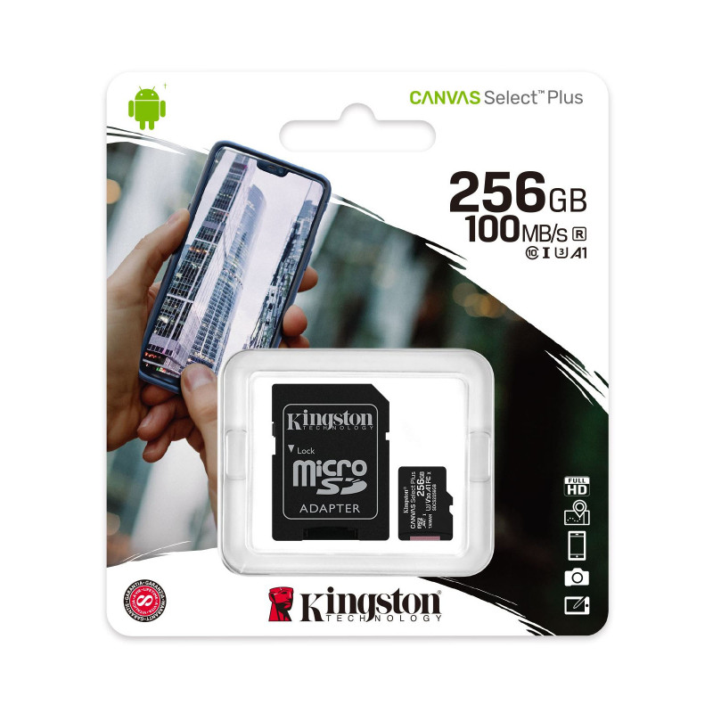 Карта пам'яті Kingston 256GB microSD class 10 A1 Canvas Select Plus (SDCS2/256GB)