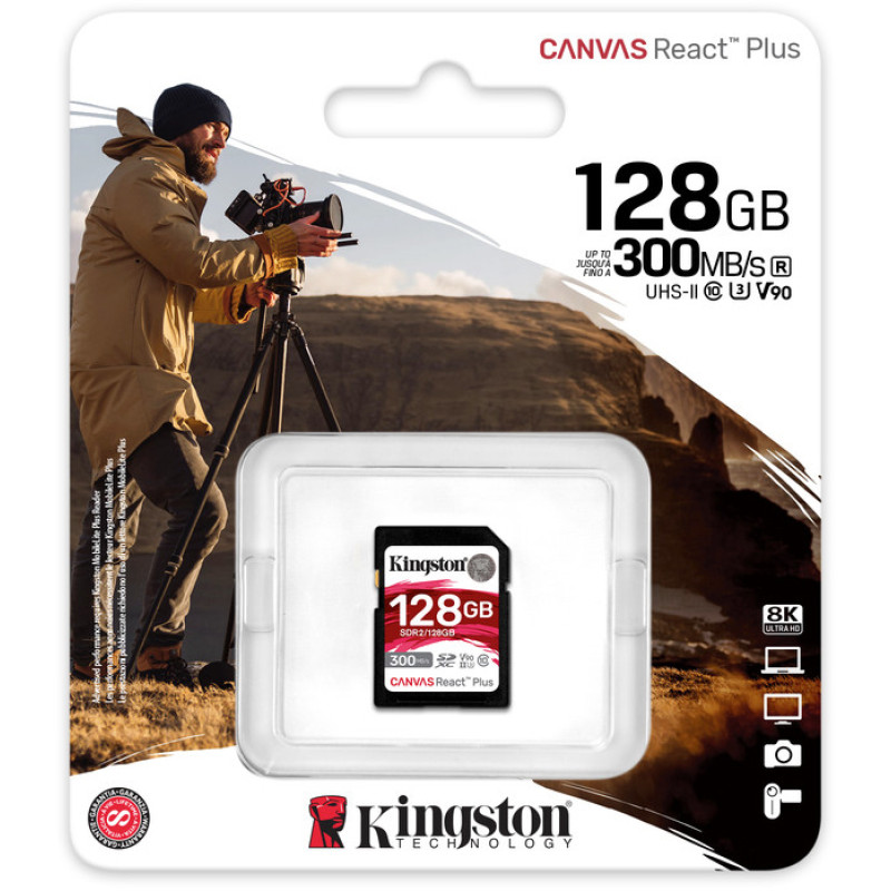 Карта пам'яті Kingston 128 GB SDXC Class 10 UHS-II U3 Canvas React Plus (SDR2/128GB)