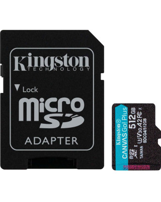 Карта пам'яті Kingston microSDXC 512GB Canvas Go! Plus G4 Class 10 UHS-I U3 V30 A2 + SD-адаптер (SDCG4/512GB)