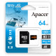 Карта пам'яті Apacer 64GB microSD class 10 UHS-I U3 (AP64GMCSX10U8-R)