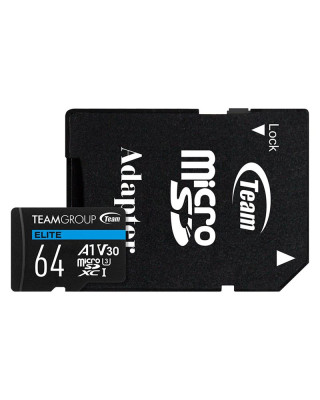 Карта пам'яті Team MicroSDXC 64GB UHS-I/U3 Class 10 Elite (TEAUSDX64GIV30A103)