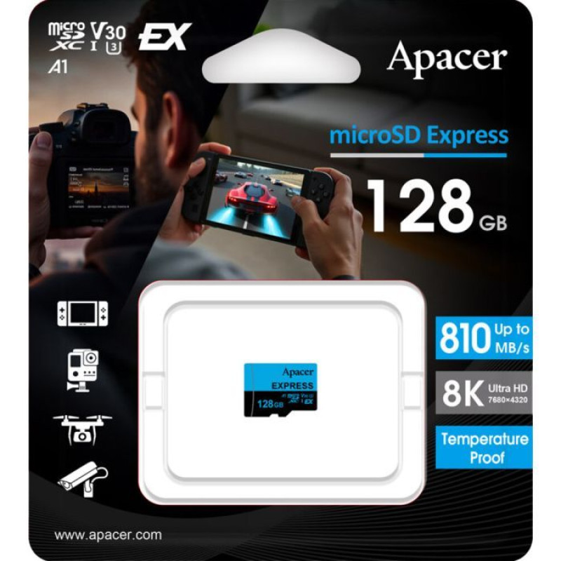 Карта пам'яті Apacer 128GB microSDXC class 10 UHS-I U3 V30 A1 Express (AP128GMCEXG3X17-RA)