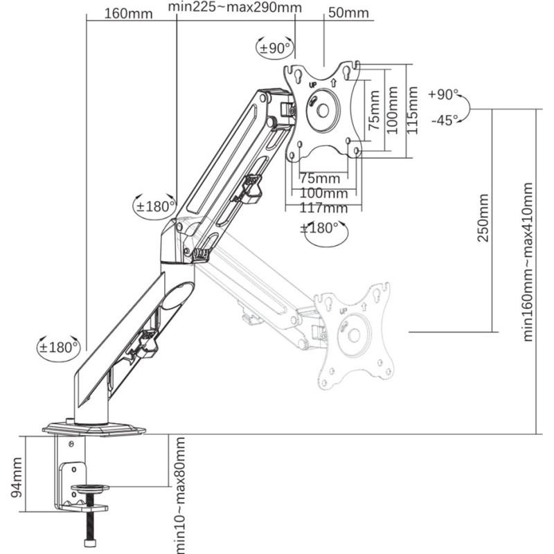 Кронштейн Brateck LDT25-C012