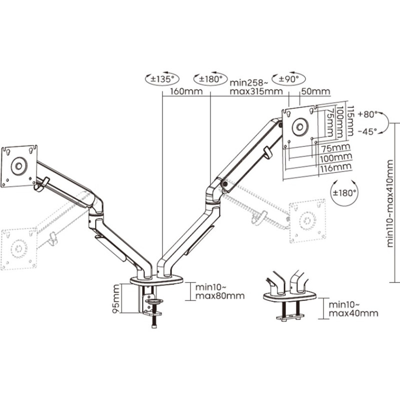 Кронштейн для монітора OfficePro MA422S