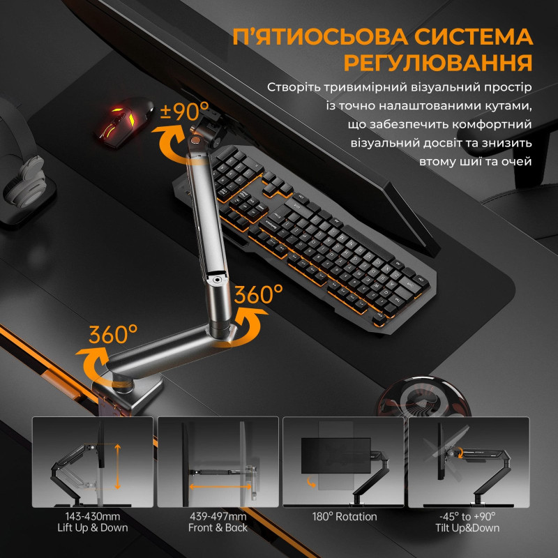 Настільне кріплення для монітора Anda Seat Stealth II 17''-32'' Black (AD-W-A6D-1S-BB)