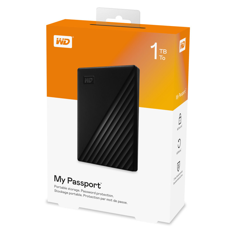 Зовнішній жорсткий диск WD My Passport 1TB Black (WDBYVG0010BBK-WESN)