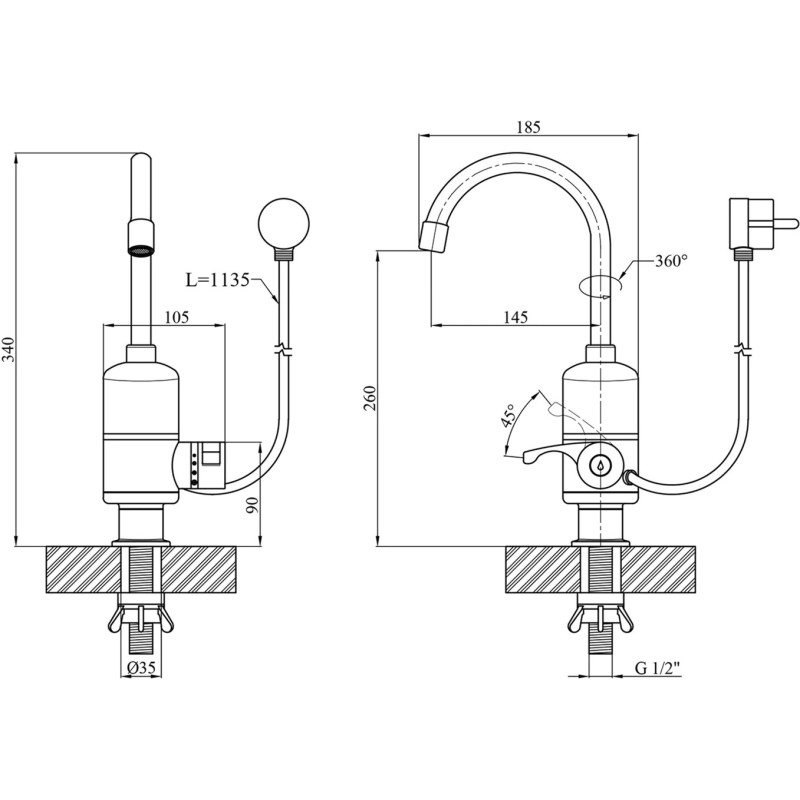 Проточний водонагрівач KRONER KRM Volt CW190FA