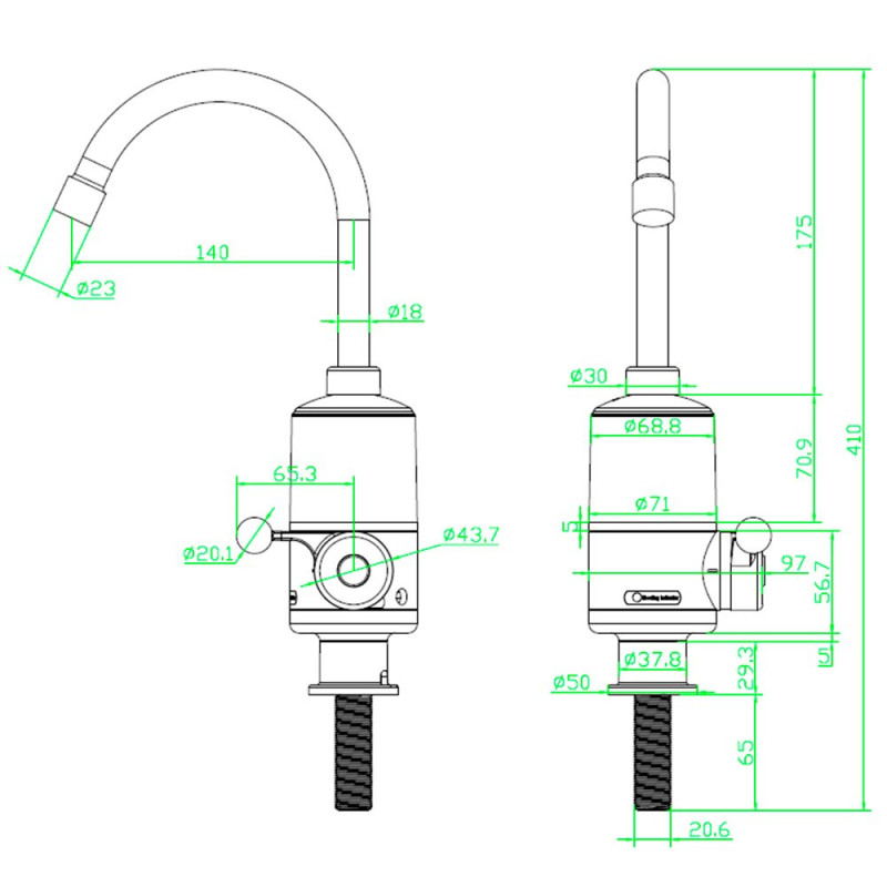 Проточний водонагрівач Grunhelm EWH 1X 3G FLX