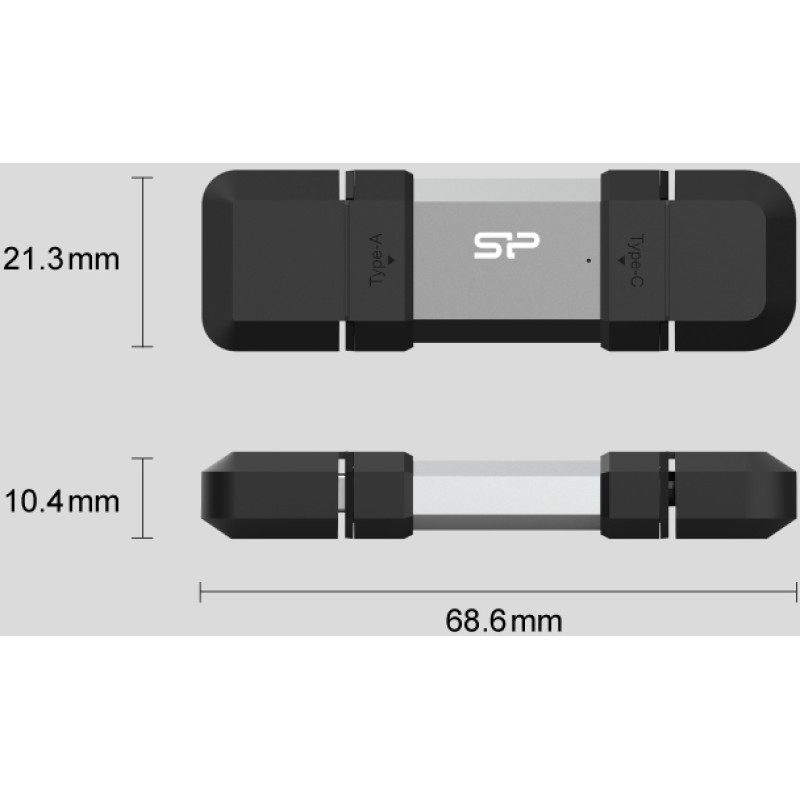 USB флеш накопичувач Silicon Power USB 64G SILICON POWER USB3.2+TypeC Mobile C51 (SP064GBUC3C51V1S)