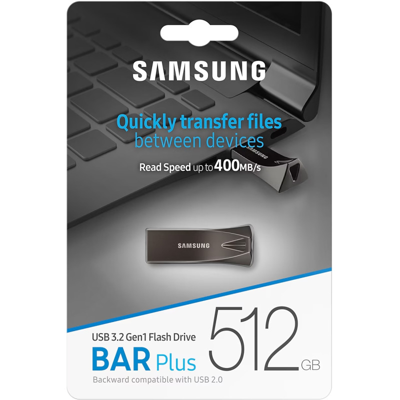 USB флеш накопичувач Samsung Bar Plus 512GB USB 3.2 Gen1 Grey (MUF-512BE4/APC)