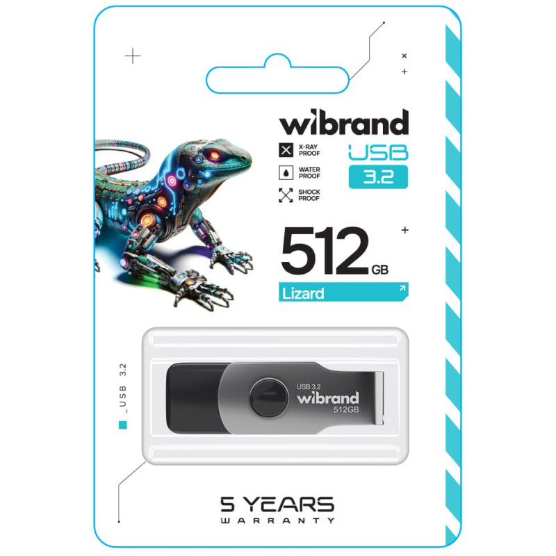 USB Flash Drive Wibrand 512GB Ящірка Black USB 3.2 (WI3.2/LI512P9B)