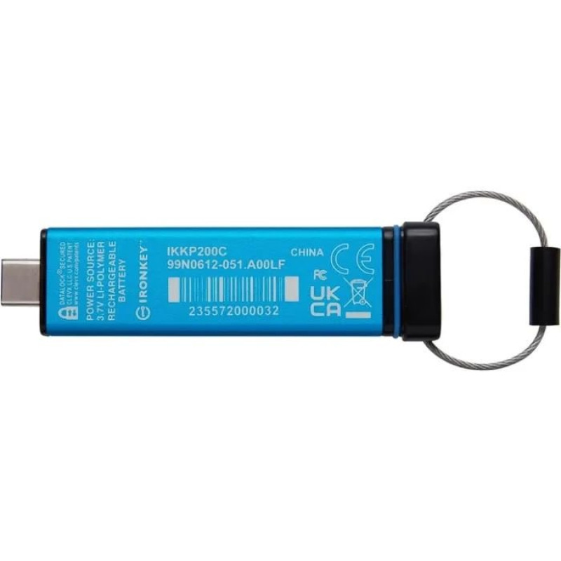 USB флеш накопичувач USB3.2 128GB Kingston IronKey Keypad 200 Type-C Blue (IKKP200C/128GB)