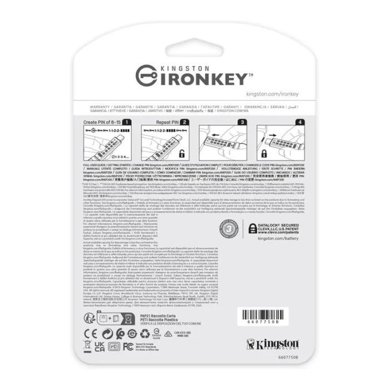 USB флеш накопичувач USB3.2 128GB Kingston IronKey Keypad 200 Type-C Blue (IKKP200C/128GB)