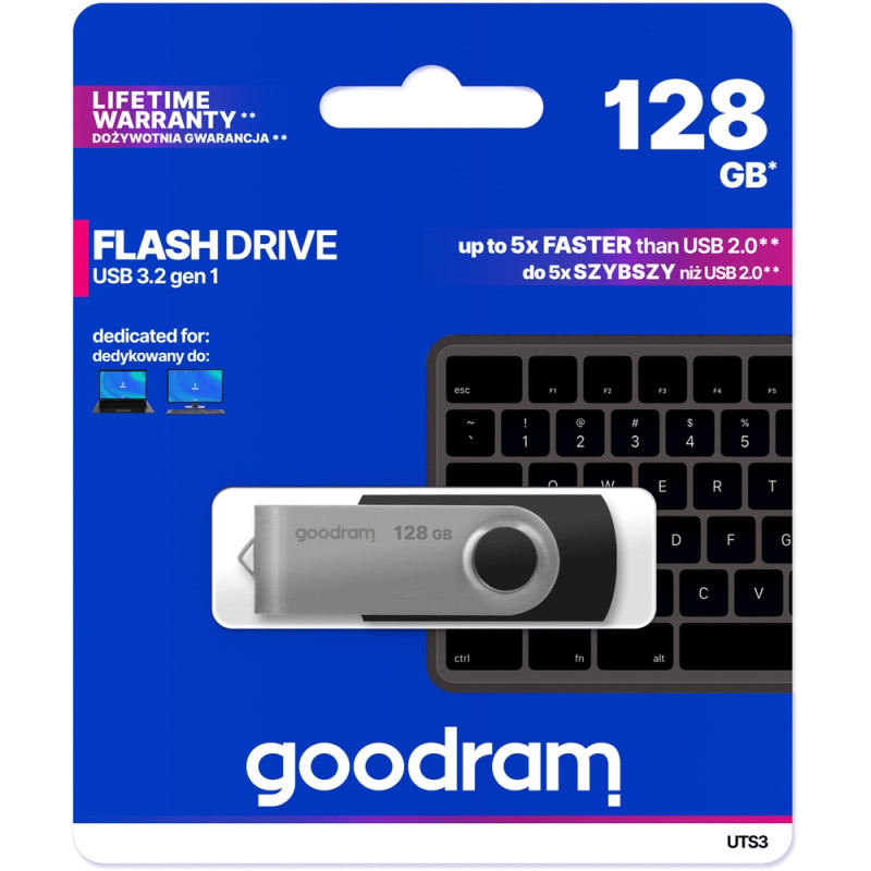 USB флеш-накопичувач Goodram 128GB UTS3 (Twister) Black (UTS3-1280K0R11)