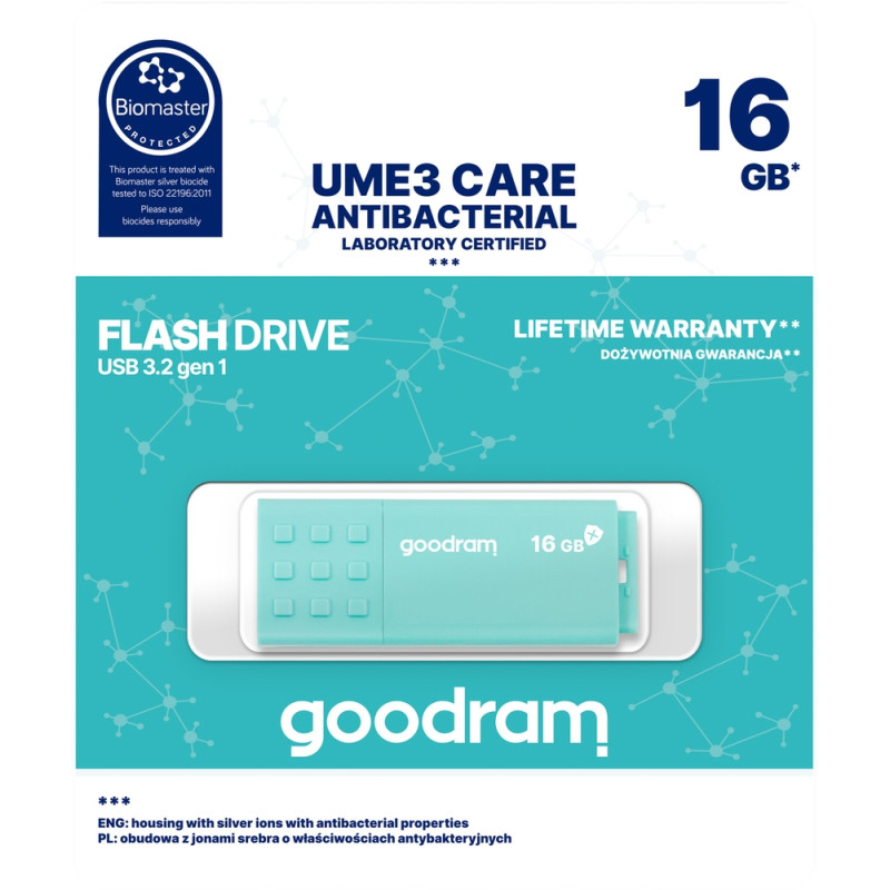 USB флеш-накопичувач Goodram 16GB UME3 Care Green (UME3-0160CRR11)