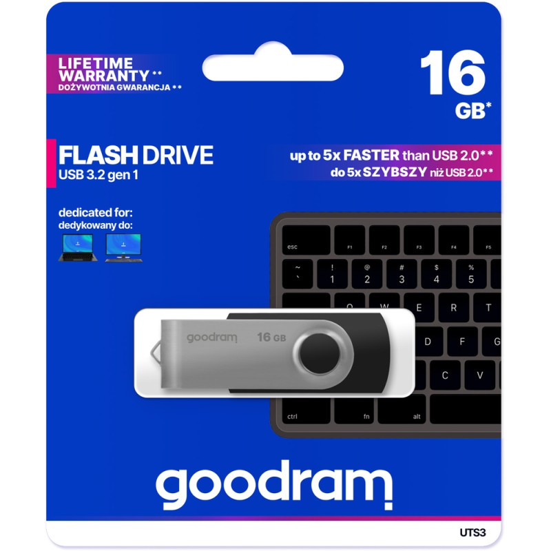 USB флеш-накопичувач Goodram 16GB UTS3 (Twister) Black (UTS3-0160K0R11)