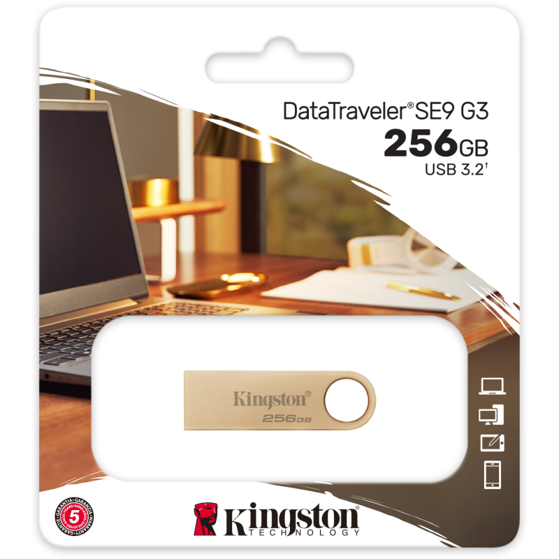 Флешка USB Kingston DataTraveler SE9 G3 256GB Gold (DTSE9G3/256GB)