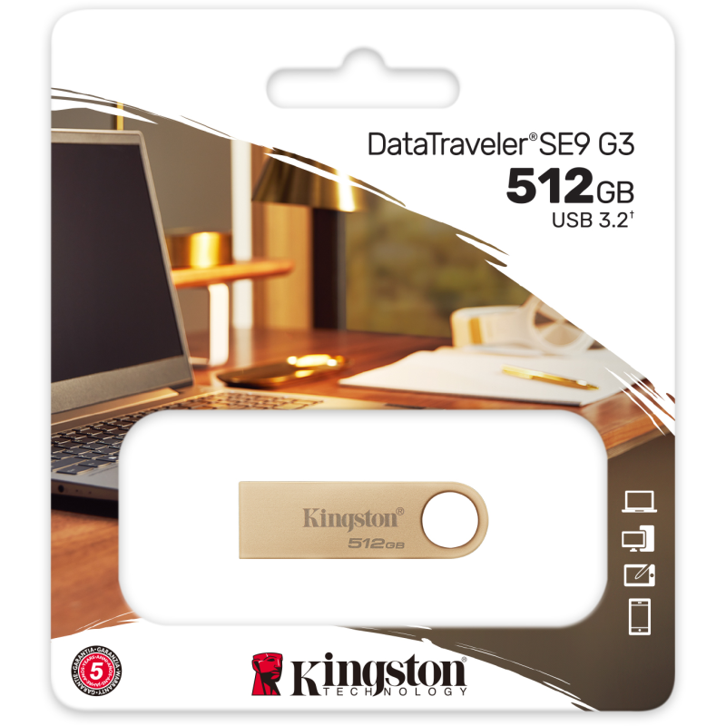 Флешка USB Kingston DataTraveler SE9 G3 512GB Gold (DTSE9G3/512GB)