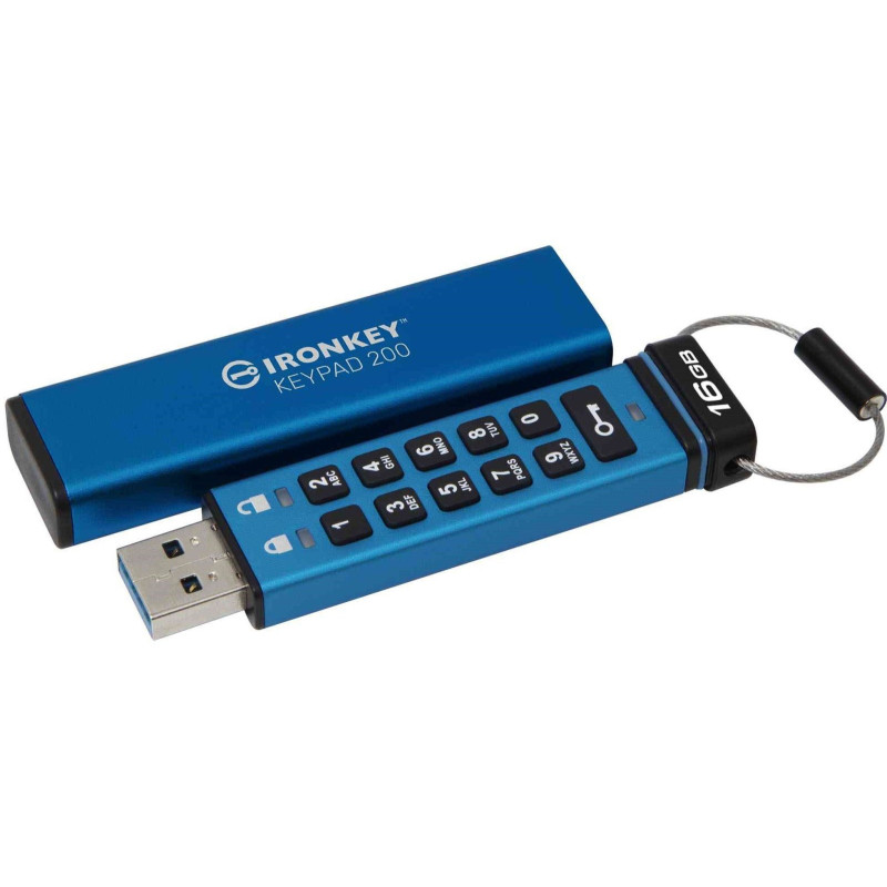 USB флешка Kingston 16GB IronKey Keypad 200 Type-A Blue USB3.2 (IKKP200/16GB)