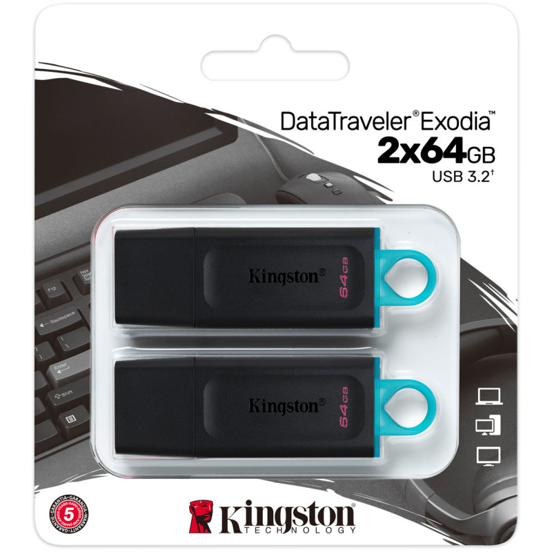 USB флеш-накопичувач Kingston 64GB DataTraveler Exodia Black/Blue 2 Pieces (DTX/64GB-2P)