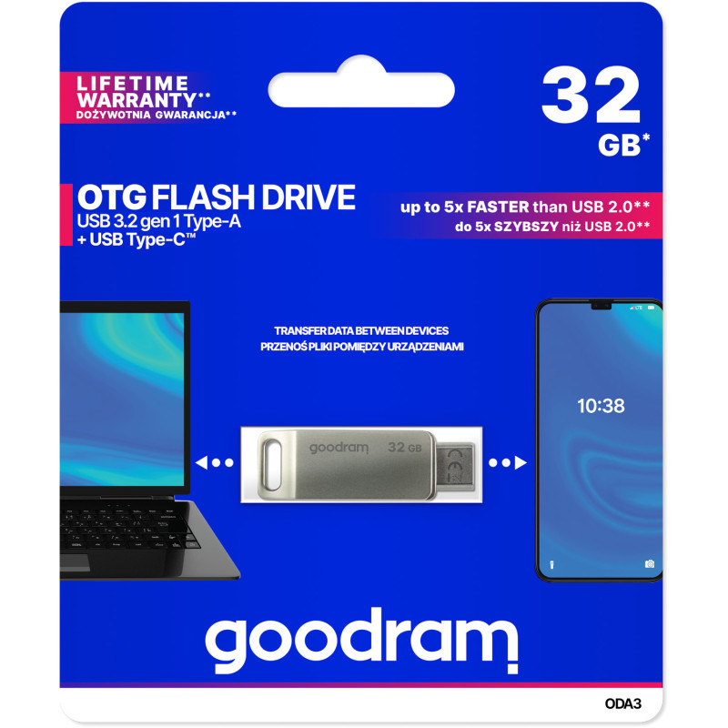 Флеш-накопичувач USB Goodram 32GB OTG Type-C ODA3 Silver (ODA3-0320S0R11)