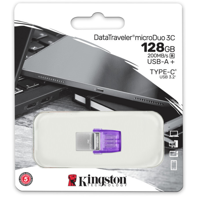 USB флеш накопичувач Kingston 128GB DataTraveler microDuo 3C USB 3.2/Type C (DTDUO3CG3/128GB)