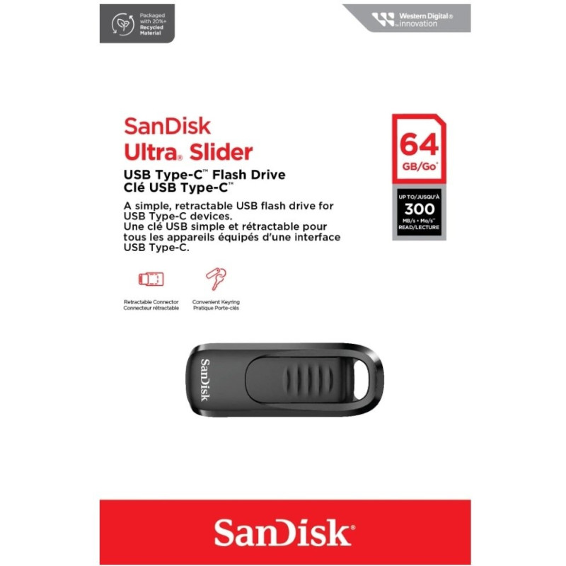 USB флеш накопичувач SanDisk 64GB Ultra Slider Type-C USB 3.2 (SDCZ480-064G-G46)