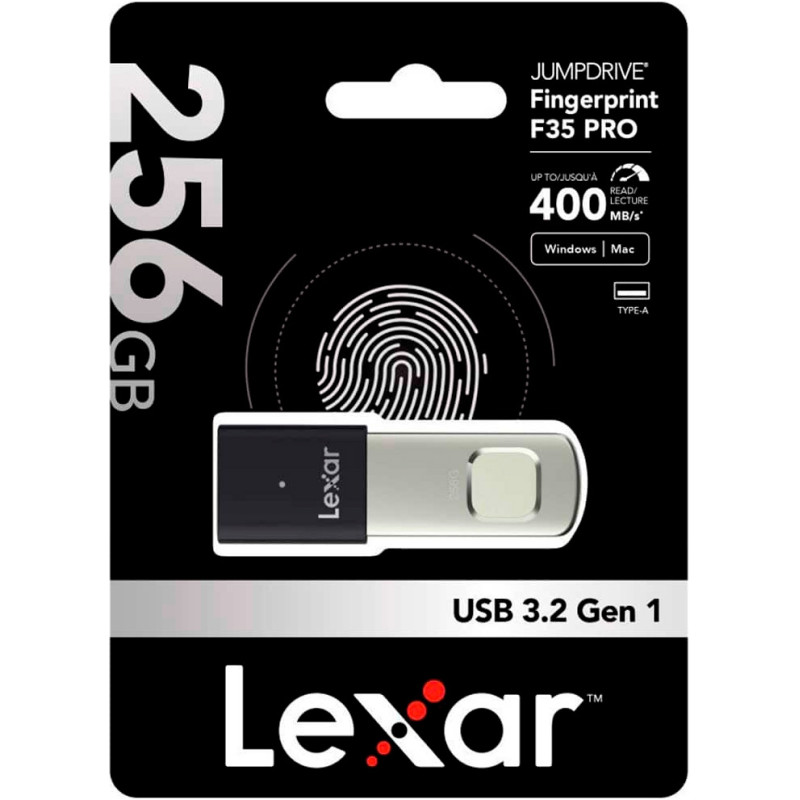 Флеш пам'ять USB Lexar JumpDrive Fingerprint F35 Pro 256GB USB 3.2 Gen 1 (LJDF35P256G-RNBNG)