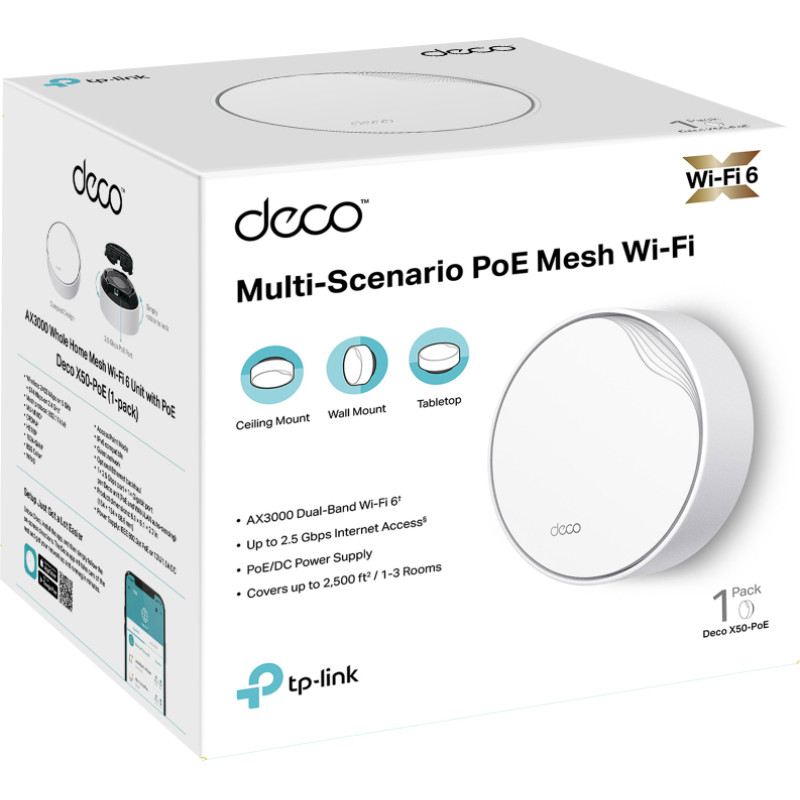 Маршрутизатор TP-LINK DECO X50 PoE 1PK (DECO-X50-POE-1-PACK)
