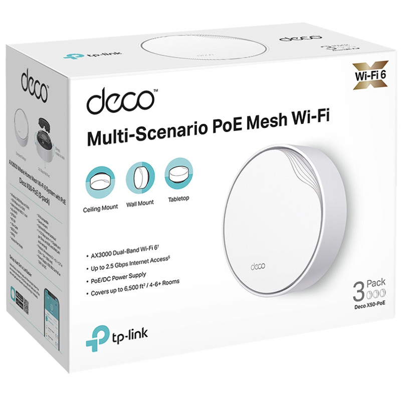 Маршрутизатор TP-LINK DECO X50 PoE 3PK (DECO-X50-POE-3-PACK)
