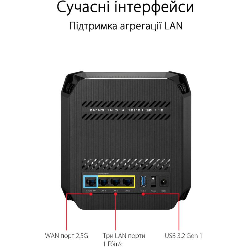 Роутер ASUS ROG Rapture GT6 AX10000 2Pcs Black 802.11ax (90IG07F0-MU9A20)