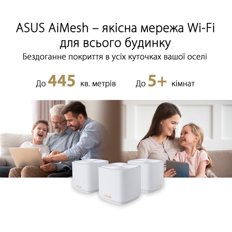 Роутер Asus ZenWiFi AX Mini XD4 Plus 3PK Білий (90IG07M0-MO3C40)