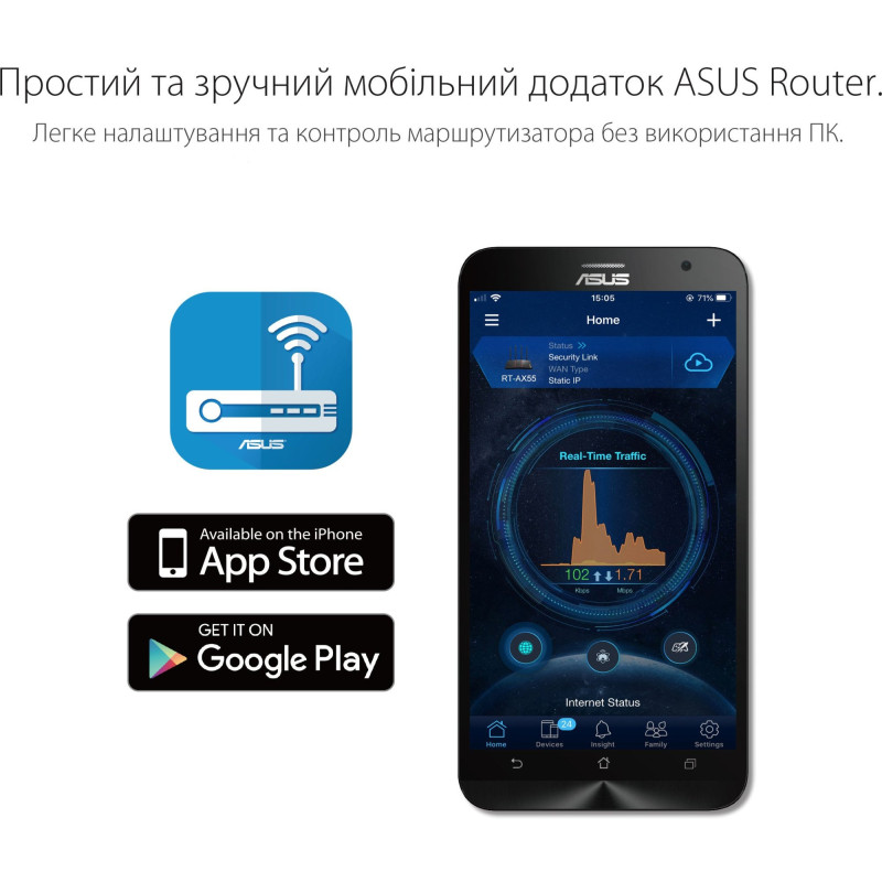 Маршрутизатор ASUS RT-AX1800U (90IG06P0-MO3530)