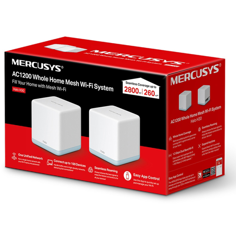 Домашня Mesh Wi-Fi система Mercusys Halo H30(2-pack)