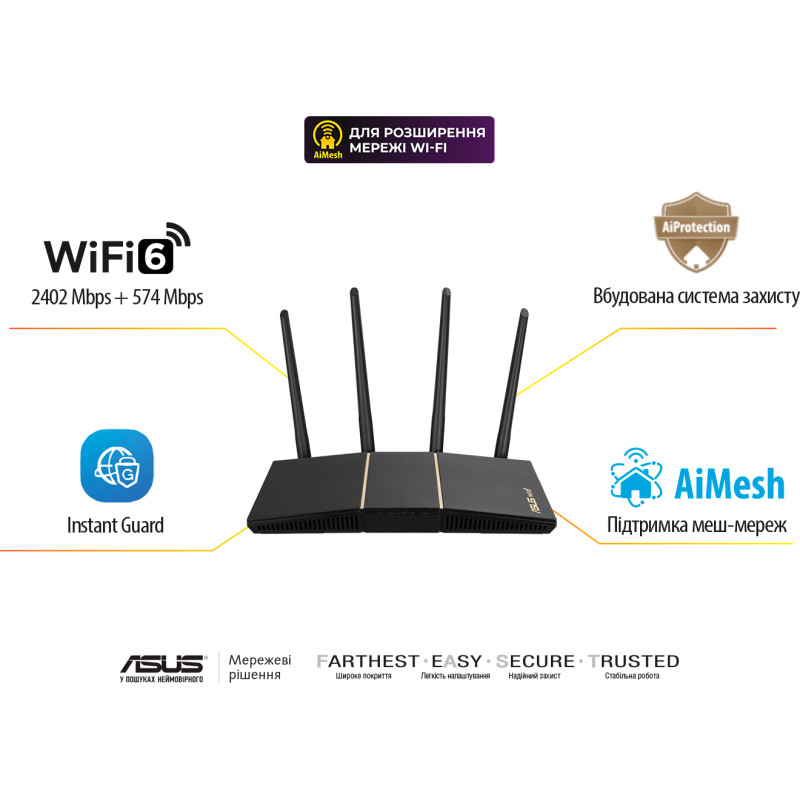 Маршрутизатор ASUS RT-AX57 AX3000 (90IG06Z0-MO3C00)