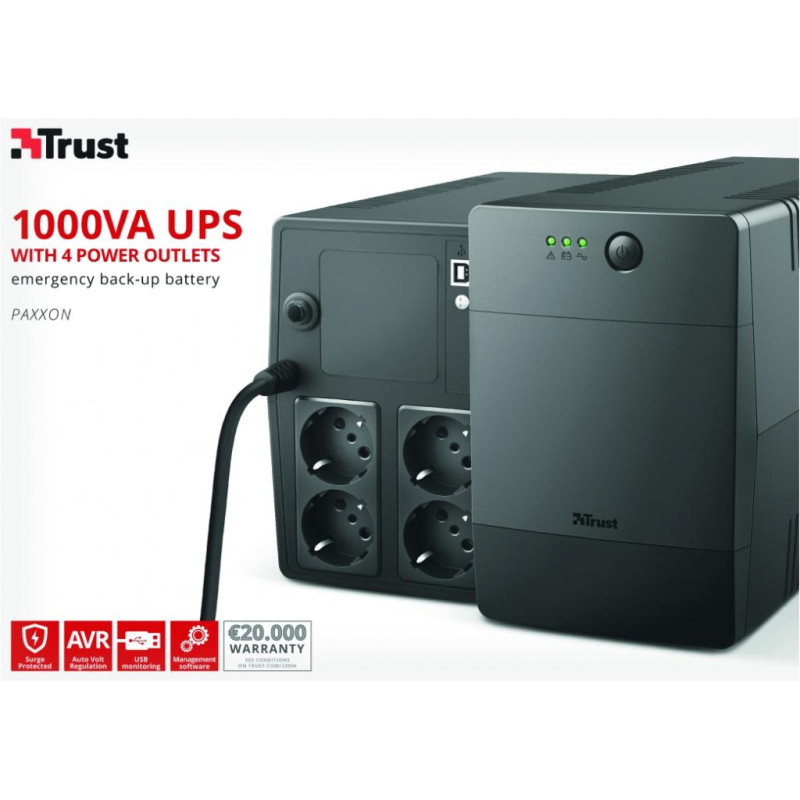 Джерело безперебійного живлення Trust Paxxon 1000VA UPS 4 Outlets (23504_TRUST)