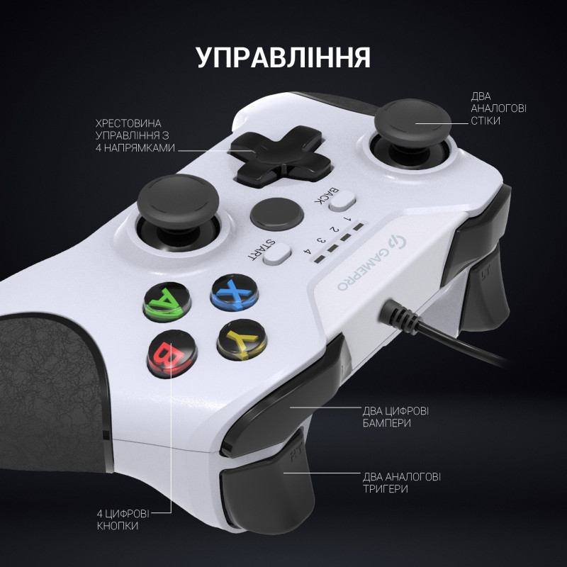 Геймпад GamePro MG450W USB White-Black (MG450W)