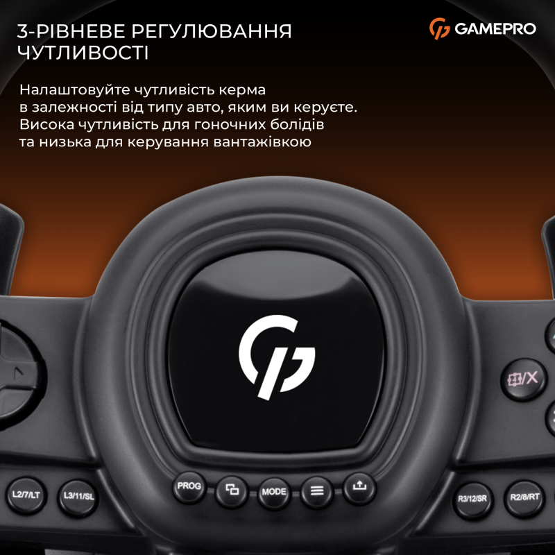 Кермо та педалі GamePro RW038PM з коробкою передач PC/XBOX/SWITCH/PS3/PS4