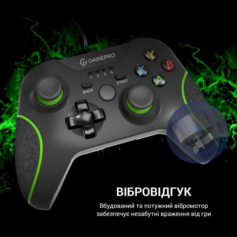 Геймпад GamePro MG450B PC/PS3/Android Black-Green (MG450B)