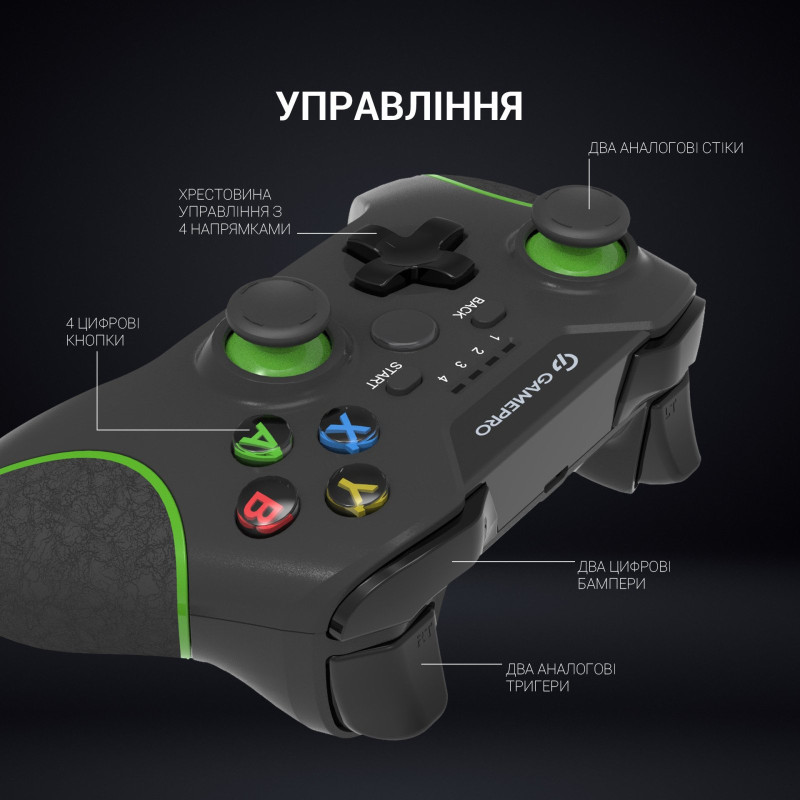 Геймпад GamePro MG650B PS3/Android Wireless Black/Green (MG650B)